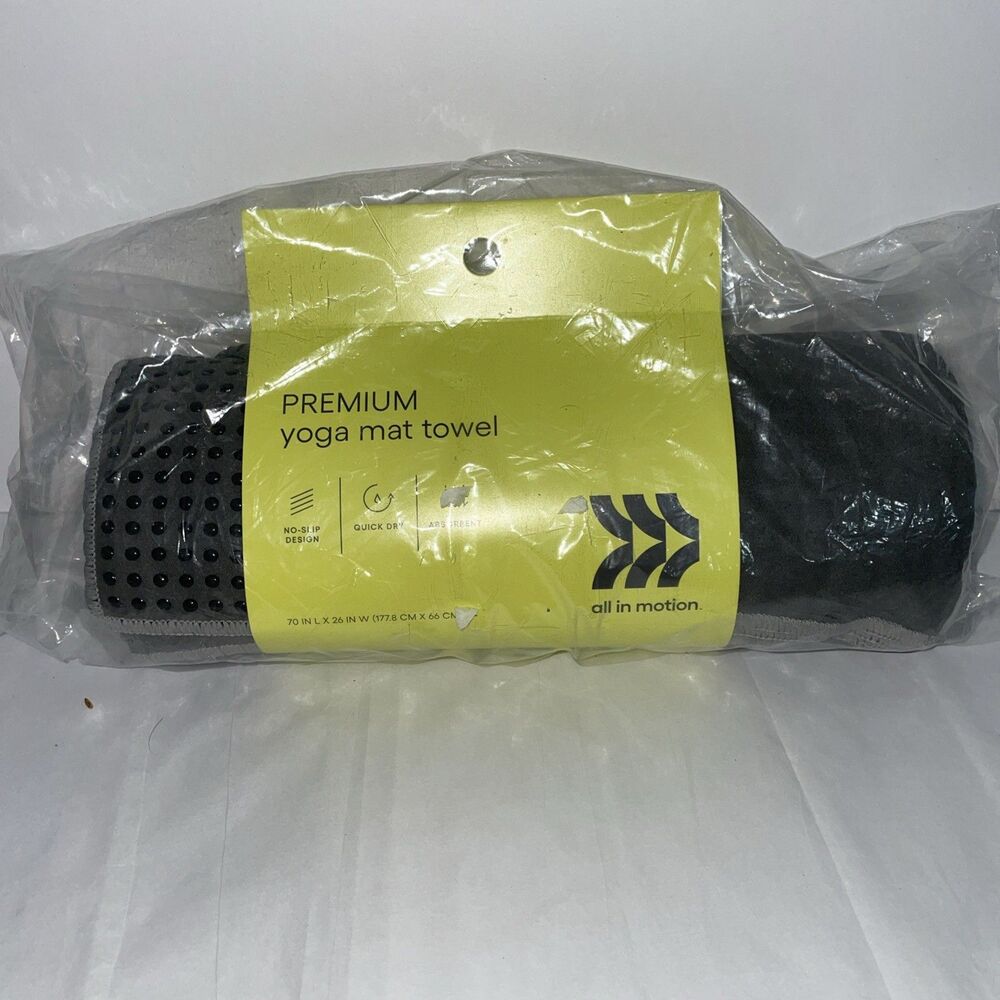 All in Motion- Premium Yoga Mat Towel No-Slip Design 70 “x 26” New In Pkg